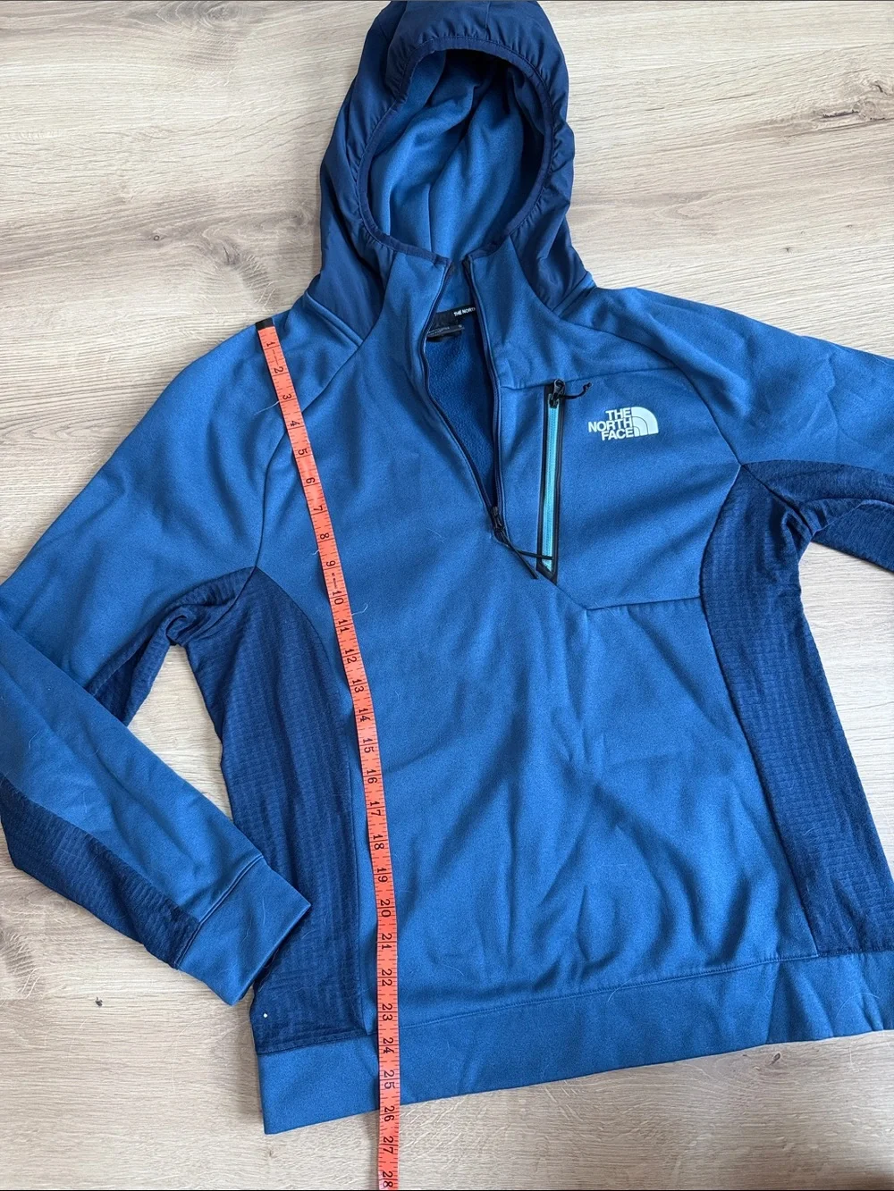 The North Face Men's Navy and Royal Blue Hooded Zip Pullover